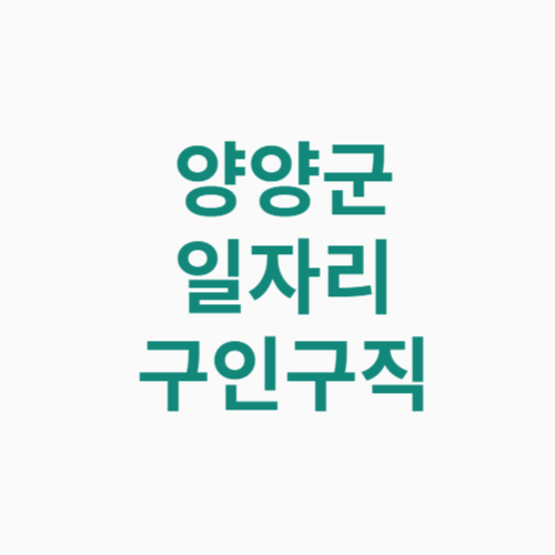 양양군 일자리 구인구직