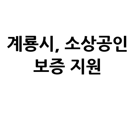 계룡시 소상공인 특례보증 신청방법 자격 대상