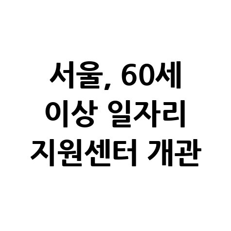 서울시 일자리 맞춤지원 서울 시니어일자리지원센터