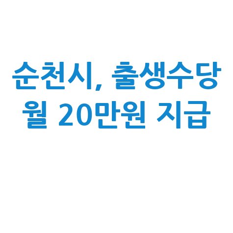 순천시 출생수당 월 20만원씩 입금
