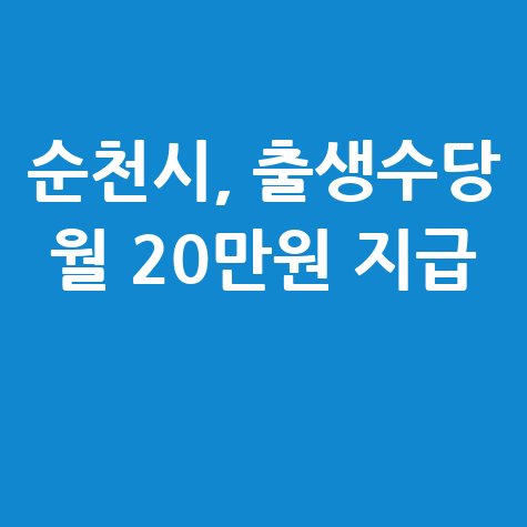순천시 출생수당 월 20만원씩 입금 신청방법