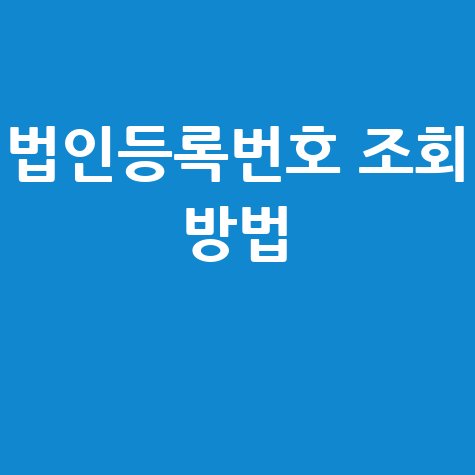 법인등록번호 조회 방법