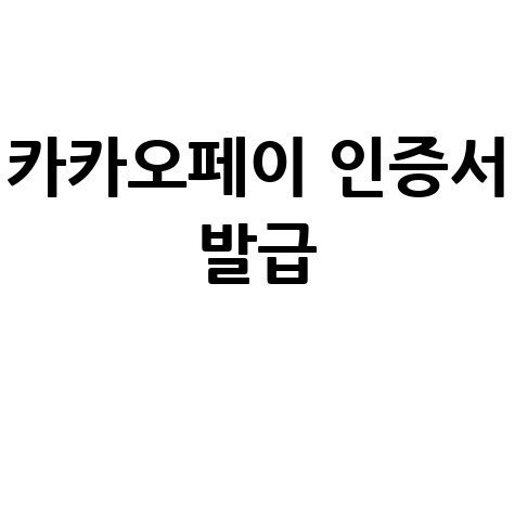 카카오페이 인증서 발급 및 사용 방법