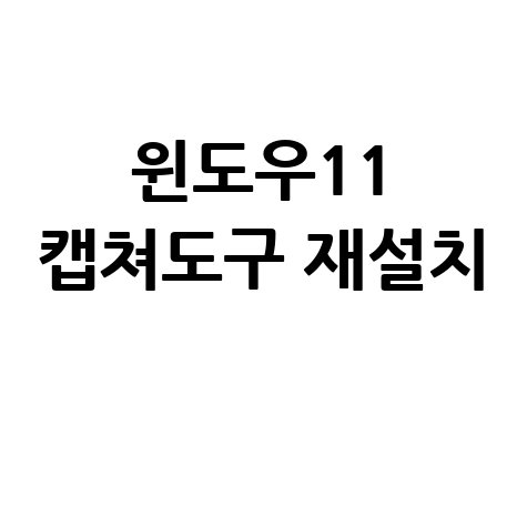 [초간단] 윈도우11 캡쳐도구 재설치 방법