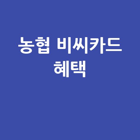 농협 비씨카드 혜택 완벽 가이드