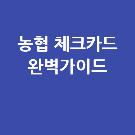 농협 체크카드 홈페이지 완벽 가이드