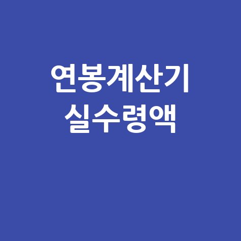 연봉계산기 실수령액