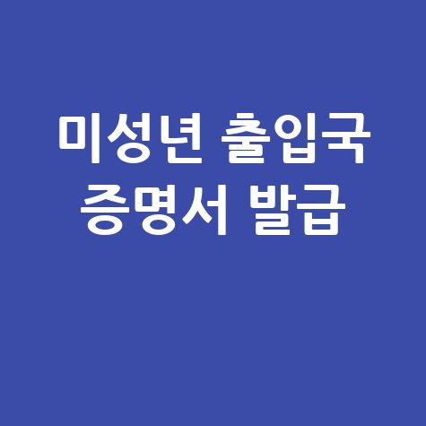 미성년 출입국 증명서 발급