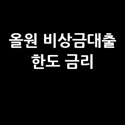 올원 비상금대출 한도 금리