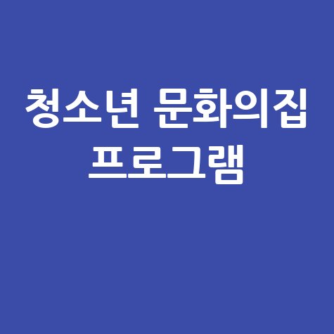 청소년 문화의집 프로그램