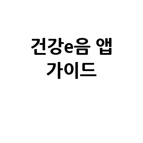 건강e음 앱 가이드
