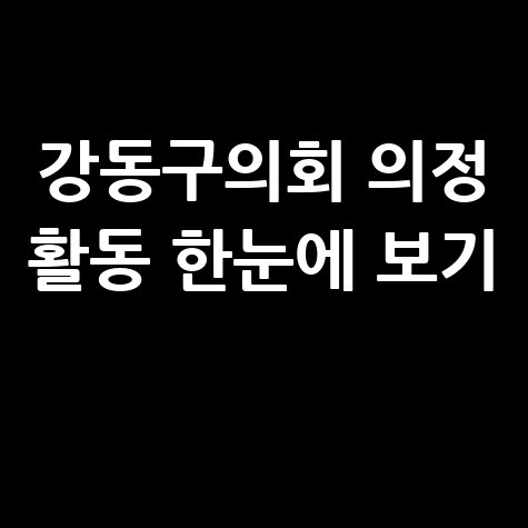 강동구의회 의정 활동 한눈에 보기