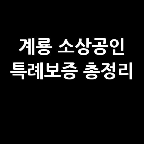 계룡시 소상공인 특례보증 신청방법 자격 대상 총정리
