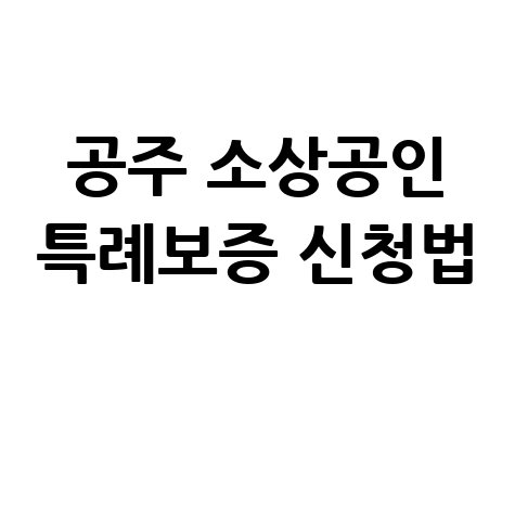 공주 소상공인 특례보증 신청법