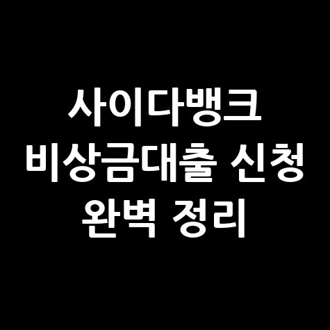 사이다뱅크 비상금대출 신청 완벽 정리