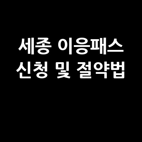 세종 이응패스 신청방법 및 교통비 절약 꿀팁 총정리