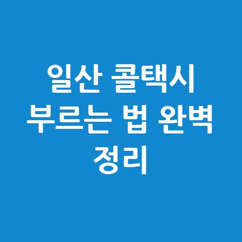 일산 콜택시 전화번호 및 부르는 방법 완벽 정리