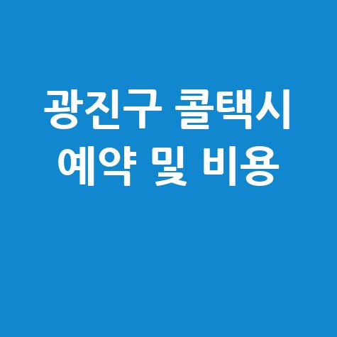 광진구 콜택시 예약 및 비용